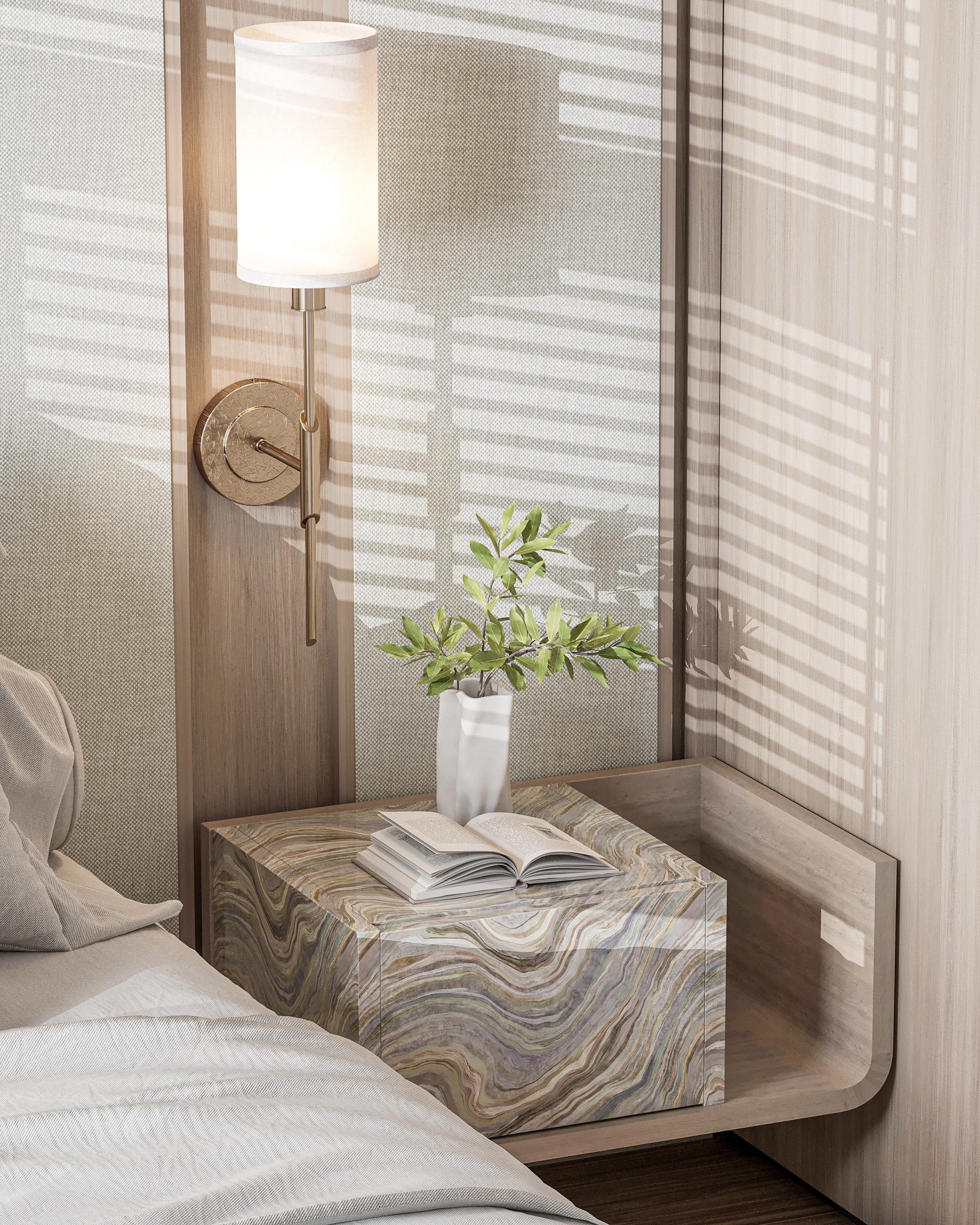 Doğal ahşap detaylı salon